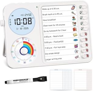 3-in-1 Visual Timer & ADHD Tool for Kids – ADHD Task Timer for Adults with Visual Schedule, Chore Chart & Planning Board for Home, School, Classroom, Work (White)