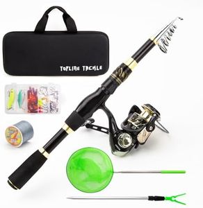 Topline Tackle Telescopic Fishing Rod and Reel Combo,Telescoping Fishing Pole & Spinning Reel, Travel Fishing Kit with Case