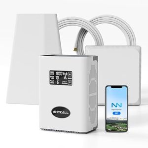 ANYCALL Amplificador de Cobertura Movil para Hogar y Oficina 4G LTE 3G gsm Repetidor Señal Movil Compatible con Movistar Vodafone Orange Yoigo en Banda 1, 3, 7 y 20