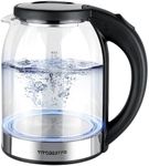 YIYOBEATFO Electric Kettle, 1.7L Glass Hot Water Boiler Kettle For Coffee & Tea,Easy Clean Wide Opening Water Heater Electric with LED Light,360°Rotation,Auto Shut-Off&Boil Dry Protection