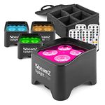 beamz BBP90 Wireless Battery Uplighters 4-Pack - Cordless LED PAR Lights with Soft Case, Ideal for Stage and Indoor Lighting, Battery Uplighter, Wireless Uplighters, Event Lighting Packages