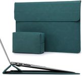 HYZUO 13.3-14 Inch Laptop Sleeve Case with Stand Feature for MacBook Pro 14 M3/M2/M1 Pro/Max A2992 A2918 A2779 2021-2024, 13.8/13.5 Surface Laptop, MacBook Air 13 2012-2017, with Pouch, Dark Green