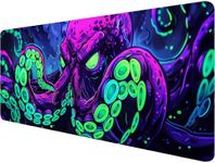 Octopus Desk Mat Gaming Mouse Pad Neon Cthulhu Monster Cool XL Mouse Pad Large Mousepad Extended Laptop Keyboard Mat Gaming Desk Pad Mouse Mat Office Computer Keyboard Laptop Home 31.5"x11.8"