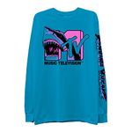 MTV Mens Long Sleeve Shirt - #TBT Mens 1980's 1990'S Clothing - I Want My Music Television T-Shirt, Pool, Small