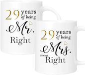 ERYUWOZA 29 Year Anniversary Coffee Mugs Set of 2, 29th Anniversary Wedding Gifts for Wife Husband Parents Couple Grandparents, 29 Year Anniversary Engagement Gifts Cups, 11oz