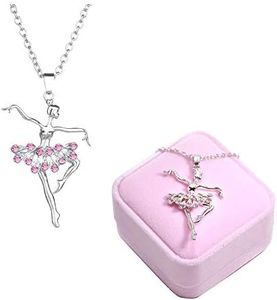 Collier Pendentif Danseuse Ballet Filles Zircon Charme Surprise Danse Ballerine Cadeau de bijoux pour femmes Noël Action de grâces Halloween Cadeau(Rose)