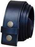 Real Leather Press Stud Belt 40mm wide for Jeans Black Medium (32" - 36")