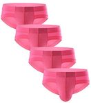 WINDAY Men Briefs Ice Silk Low Rise Bikini Briefs and Breathable Underwear B606, 4-pack Pink, Medium