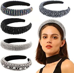 milylove Pearl Headband Diamond Headband Fashion Padded Velvet Fabric Hairband Hair Band Headwear for Women Girl (Unique Color)