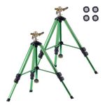 VEVOR Impact Sprinkler on Tripod Base, 2 Packs, Heavy Duty Tripod Sprinklers with Brass Head & G3/4" Connector, 360 Degree Large Area Irrigation Sprinkler, Adjustable Heights Sprinkler for Yard