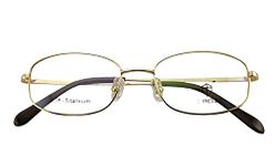 Circleperson Titanium glasses Men Women Optical lens-able 50-18-139 Oval eyeglasses frame, Gold, 50-18-140 (Lens width- nose bridge - temple)
