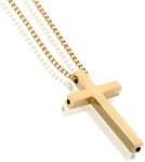 Milumber Cross Breathing Necklace for Anxiety Stress Relief, Quit Smoking Tools Breathlace Necklace, Positive Thinking Breathing Necklace, Fum Vaporless Inhaler Meditation Tools Necklace,Gold