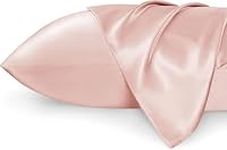 Bedsure Satin Pillowcase for Hair and Skin - Similar to Silk Pillowcase, Cooling Pillow Cases 2 Pack with Envelope Closure, Gifts for Women, Queen & Standard Size 50x75 cm, Blossom Pink
