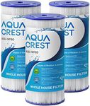 AQUA CREST FXHSC Whole House Water Filter Replacement for GE® FXHSC, GXWH40L, GXWH35F, American Plumber W50PEHD, W10-PR, Culligan® R50-BBSA, 5 Micron 10" x 4.5", High Flow Sediment Filters, Pack of 3