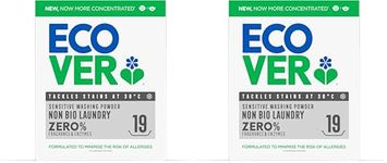Ecover Zero Non-Bio Laundry Detergent Powder, For Sensitive Skin, Laundry Washing Detergent for Baby Laundry, 1 x 19 Washes, 1 x 0.95kg (Pack of 2)