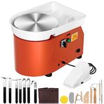 VIVOHOME 28CM 11Inch Large Electric Pottery Wheel Forming Machine Ceramic Clay Wheel with Foot Pedal Detachable Basin DIY Tools for Adults Beginners Orange