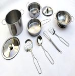 Plateau stores 10 Pcs Premium Big Size Kitchen Set for Kids Girl,Boys,Miniature Kitchen Set,Toys for Girls,Real Cooking,Toys for 3+ Years Old Girl- Comes in A Transparent Zip Pouch.