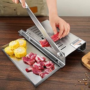 Manual Bone Meat Cutter, Stainless Steel Ribs Meat Chopper, Home Commercial Food Slicer Machine for Fish, Chicken, Beef, Frozen Meat, Vegetables & Deli