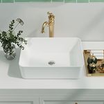 Bathroom Sink, DeerValley Ceramic Rectangular Bathroom Vessel Basin, White Cloakroom Hand Wash Basin for Bathroom 47.5 x 37.5 x 13cm (White, DV-1V031)