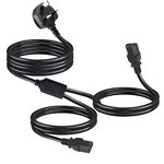 Dual IEC C13 Splitter Extension Cable, 2.5M UK Plug to 2 x C13 IEC Dual Kettle Lead Splitter Cable, Double Mains Socket charge for Monitor, Kettle, PC, Computer Mains Power Supply, Black