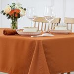 maxmill Weaved Texture Rectangular Tablecloth Water Resistance Antiwrinkle Spillproof Soft Fall Table Cloth for Dining Room, Thanksgiving Parties and Halloween Holiday Dinners, 70 x 120 Inch, Rust