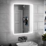 Nes Home Modern Bathroom LED Mirror with Battery Powered Button Switch 500x700mm