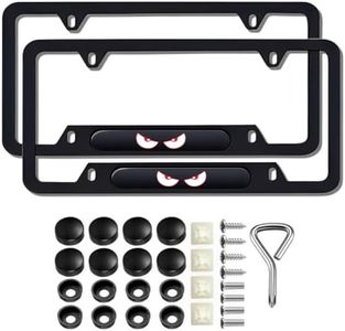 2 Pcs Black License Plate Frames License Plate Covers Eye Pattern Metal Aluminum Material Screw caps Cover Set