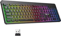 KLIM Light V2 Rechargeable Wireless Keyboard - New Version 2024 - Slim Durable Ergonomic - Backlit Wireless Gaming Keyboard for Laptop PC Mac PS4 PS5 Xbox One - Long-Lasting Built-in Battery