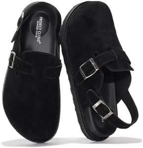 Project Cloud Genuine Leather Clogs for Women – Backstrap Women's Mules & Clogs with Memory Foam Insole – Lightweight, Trendy Womens Mules – Comfortable Slip On Shoes for Women (Cassey, Black, 6.5)