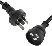 30cm Mains Power Extension Lead Cord Standard Australian AU 3-Pin Plug Black