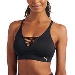 PUMA Women's Seamless Sports Bra, Black/Metallic, Medium