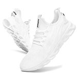 EGMPDA Women Walking Shoes Women Casual Sport Athletic Sneakers Breathable Running Shoes Gym Tennis Slip On Comfortable Lightweight Shoes for Jogging White US Size 10