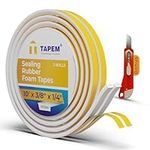 TAPEM Weather Stripping Door Seal 20 ft - 2 Rolls 10' x 3/8" x 1/4" - White Door Seal Strip - Rubber Foam Tape - Premium Insulation Tape - Foam Insulation for Doors, Windows, Attic Access, Hatches!