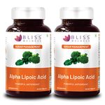 Bliss Welness Alpha Lipoic Acid (ALA) 300 MG | Liver Care Antioxidant | Energy Booster Healthy Sugar Management Supplement - 60 Tablets (Pack of 2)