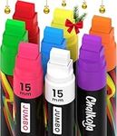 Window Pens - 15mm Jumbo - 3 in 1 Nib with 28g Ink - Pack of 8 neon Chalk Markers - Loved by Teachers, Kids, Artists, Businesses - Use on Chalkboard, Blackboard, Glass, Cars