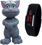 Pappi-Haunt Talking Tom with AI Touch Sensitive and Recording for Kids & Jelly Slim Unisex Sports Led Band Digital Watch