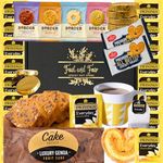 Luxury Tea & Cake Gift Set - Food Gift Hamper with Everyday Tea, Premium Genoa Fruit Cake, Border Biscuit Selection, All Butter Sweethearts & Mint Chocolate Crisps - 27 Items in Gold Embossed Gift Box