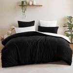 Aisbo Double Size Duvet Cover Set - 3Pcs Reversible Bedding Bed Set Black and White Double Soft Brushed Microfiber Quilt Cover with 2 Pillowcases 50x75cm