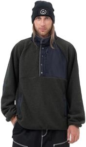 SNOWVERB Mens Fleece Sherpa Snow Jackets Warm Streetwear Ski Coat Button Down Fuzzy Fleece Snowboard Jacket (US, Alpha, Large, Regular, Regular, Army Green)