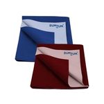 Bumtum Baby Dry Sheet Waterproof Soft Fleece Baby Bed Protector | Anti - Bacterial & Odour Free | Extra Absorbant, Reuseable & Washable (Royal Blue + Maroon Combo, Medium Size, 100 * 70cm, Pack of 2)