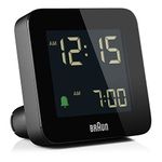 Braun Digital Alarm Clock with Snooze, negative LCD Display, Quick Set, Crescendo Beep Alarm in Black, model BC09B (2 Pack).