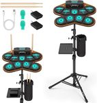 CAHAYA Electric Drum Pad Kids - Electronic Drum Set 9-Pads with Dual Speakers MIDI Portable Electric Drum Kit for Beginners Gift with Small Tray, Tripod Stand, Drumstick Bag