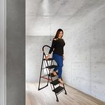 Parasnath Prime Black Heavy Folding Ladder with Wide Steps Milano 5 Steps 5.1 FT Ladder Made in India