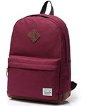 VASCHY School Bag, Water Resistant Backpack for Men, Women, Boys and Girls Lightweight Rucksack for School, Travel, Work Fits 15.6" Laptop, Burgundy