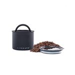 Airscape Stainless Steel Coffee Canister | Food Storage Container | Patented Airtight Lid | Push Out Excess Air and Preserve Freshness (Small, Matte Black)