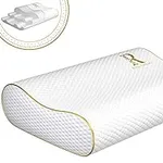 Royal Therapy Queen Memory Foam Pillow - Pharmonis USA Bamboo Adjustable Orthopedic Contour Pillow for Back, Stomach and Side Sleepers - Neck and Shoulder Support