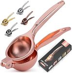 Zulay Kitchen Handheld Lemon Squeezer - Heavy Duty Citrus Juicer & Lemon Juicer Hand Press With Curved Handle - Manual Lemon Lime Squeezer & Metal Citrus Squeezer For Extracting Juices (Rose Gold)