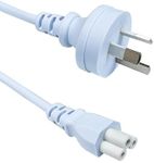 AU 3 Pin to ICE 320-C5 Male Wall 240V PC to Power Socket Cable, AC Power Cord Cable Lead AU Plug 1.5m White