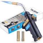 TAUSOM Propane Torch Head with 2 Brass Tips, Mapp Gas Torch Trigger Start & Flame Adjustment, Soldering Torch Head Fuel by MAPP MAP Pro Propane Gas CGA600 Cylinder