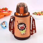 CELLO KIDO Hot & Cold Stainless Steel Kids Water Bottle | Double Wall Vaccum Insulation Flask |One Click Push Button to Open | Ideal for School, Sports, Picnics | 500ml, Orange